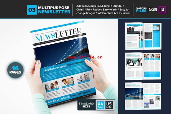 14页多用途商业通讯电信业务手册模板 Multipurpose Newsletter Template 03