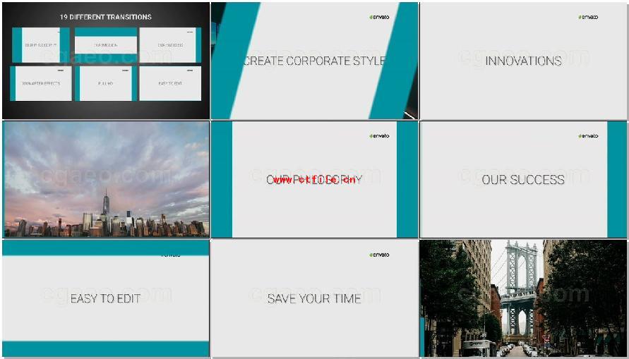 极简主义商业主体视频剪辑过渡转场包装设计AE模板 Clean Corporate Transitions